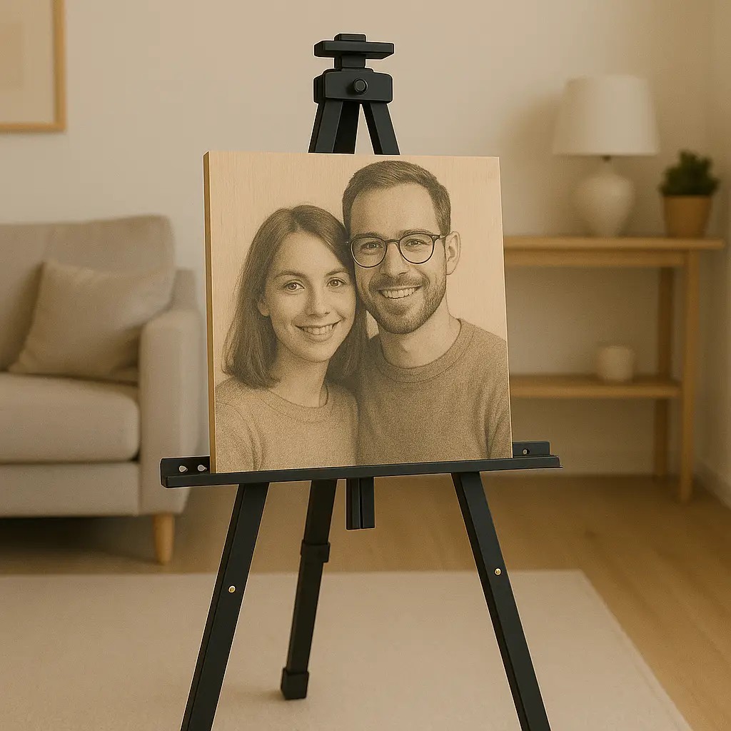 Portret pary na drewnie EdexArt