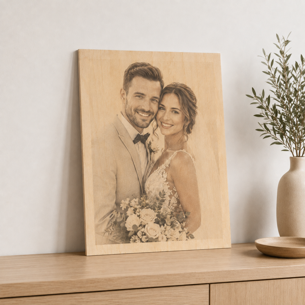 Ślub — portret na drewnie EdexArt