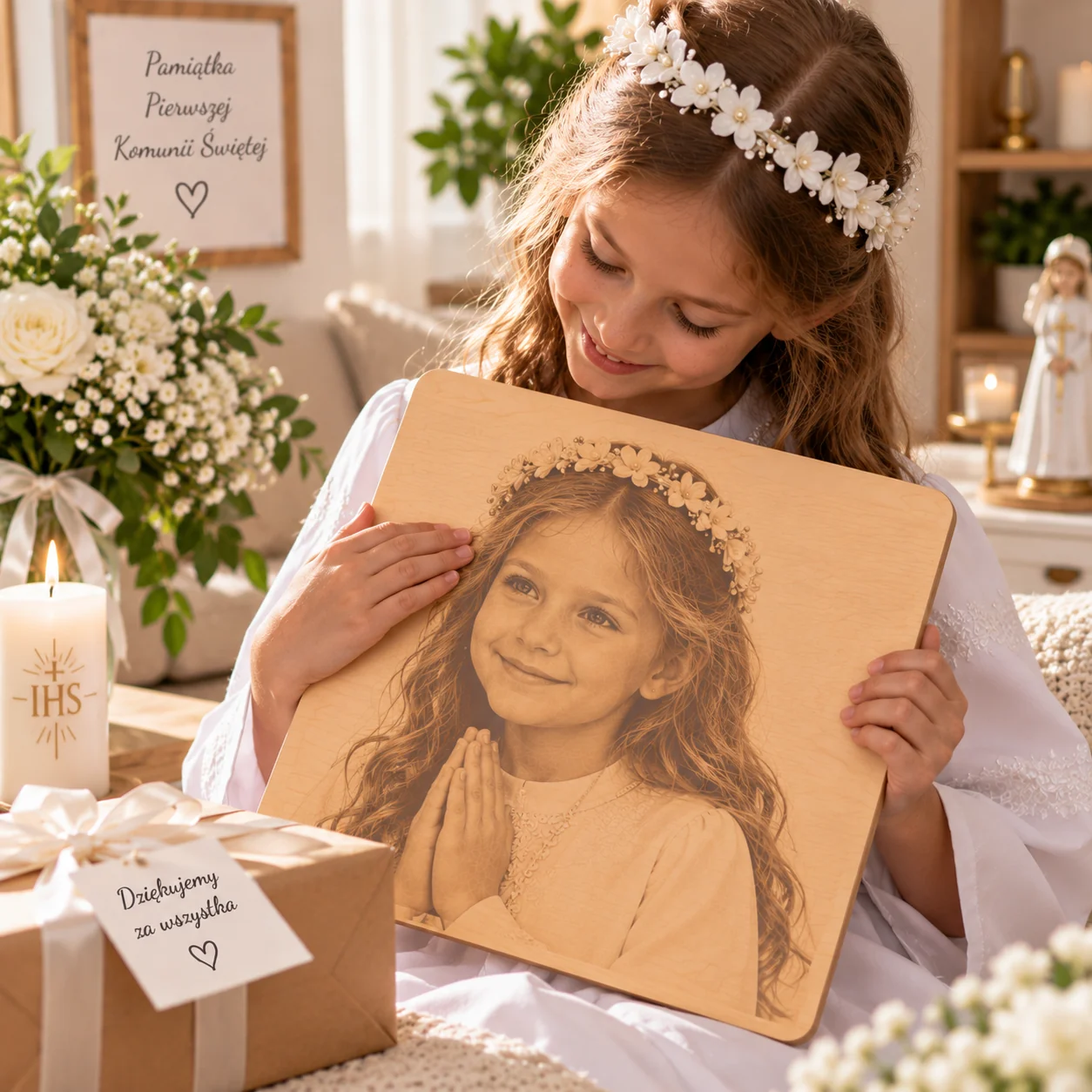 Portret ze zdjęcia na Pierwszą Komunię – personalizowana pamiątka