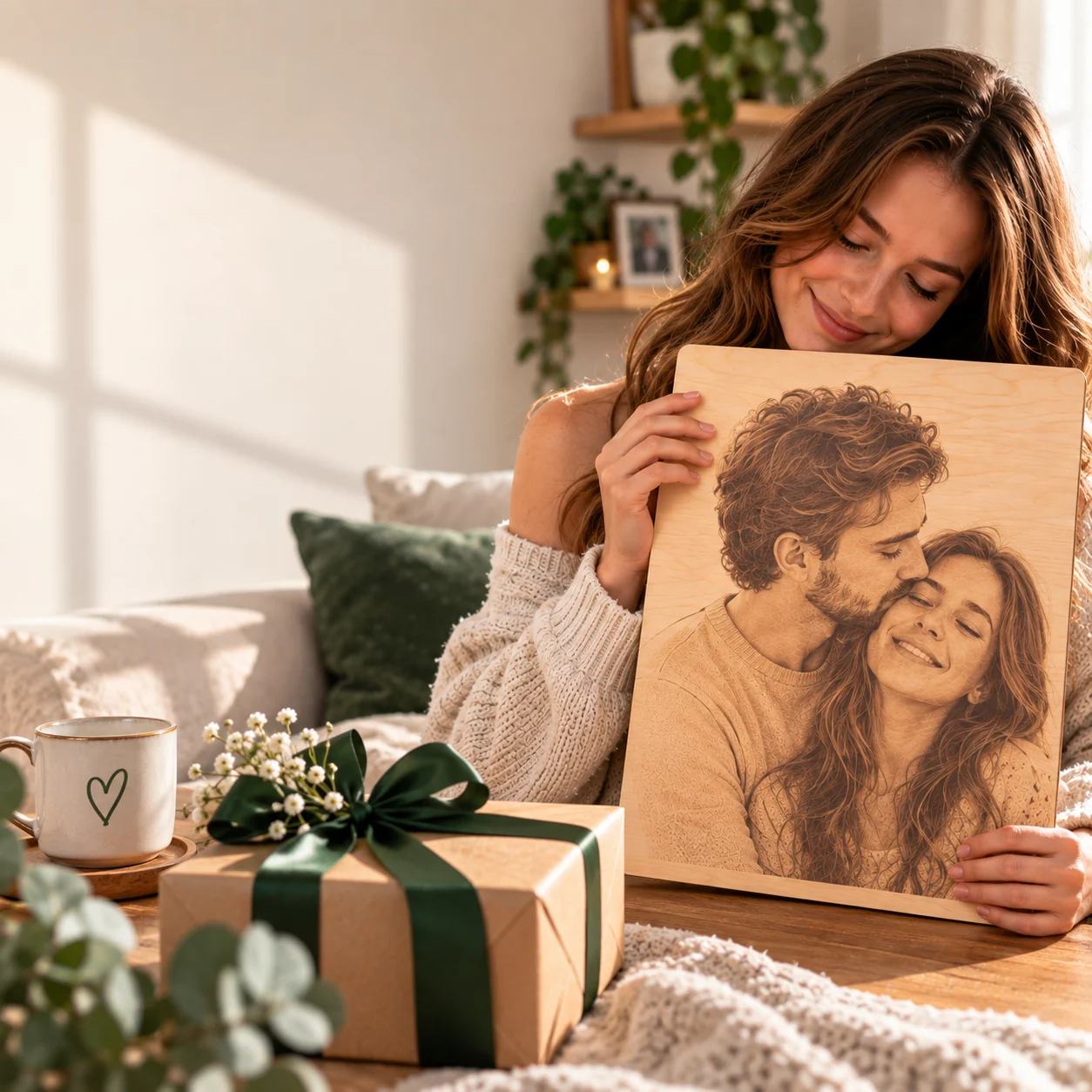 Prezent na Boże Narodzenie ze zdjęcia – portret na drewnie