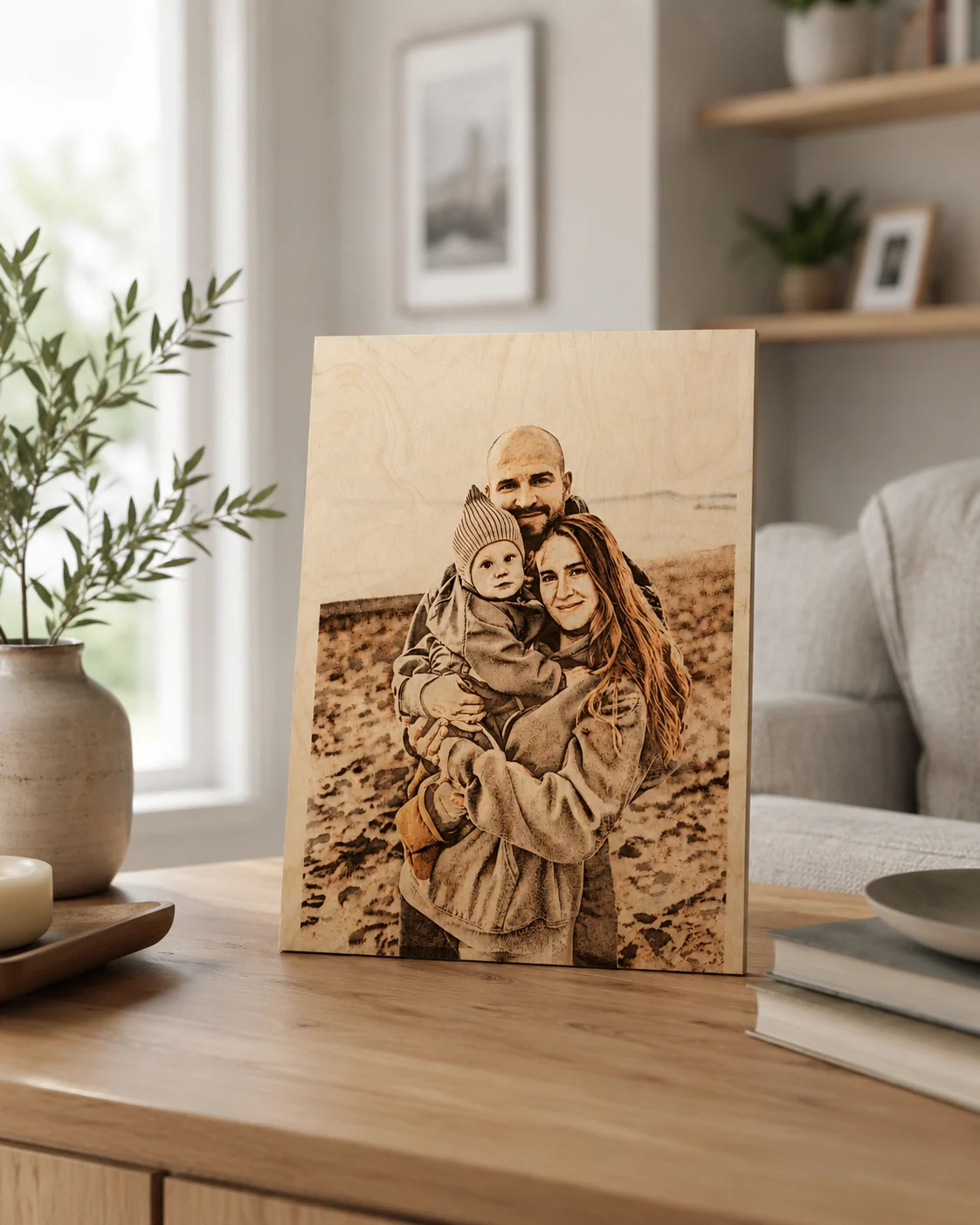 Portret rodzinny ze zdjęcia na drewnie – pomysł na rodzinną pamiątkę